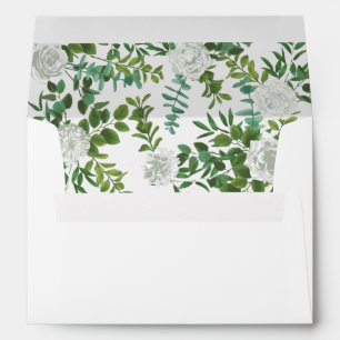 Black and White Rose Floral Wedding Envelope