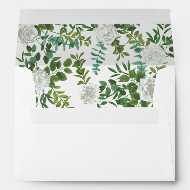 Black and White Rose Floral Wedding Envelope (Back (Bottom))