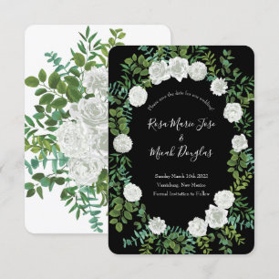 Black and White Rose Floral Wedding Invitation