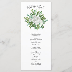 Black and White Rose Floral Wedding Menu