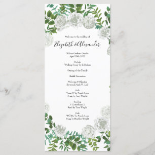 Black and White Rose Floral Wedding Menu