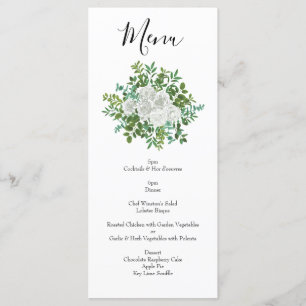 Black and White Rose Floral Wedding Menu