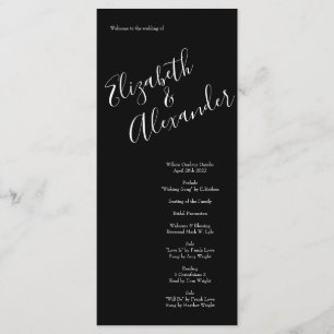 Black and White Rose Floral Wedding Menu