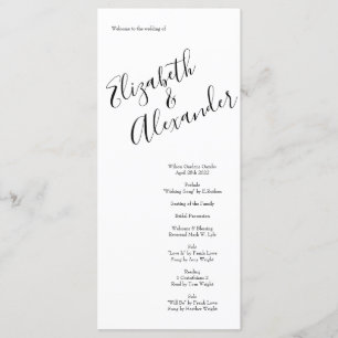 Black and White Rose Floral Wedding Menu