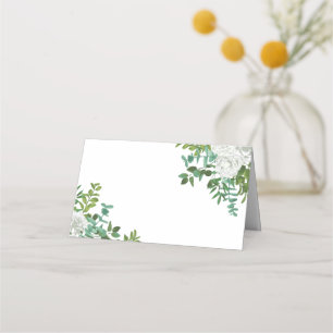 Black and White Rose Floral Wedding Place Card