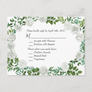 Black and White Rose Floral Wedding Postcard