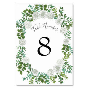 Black and White Rose Floral Wedding Table Number