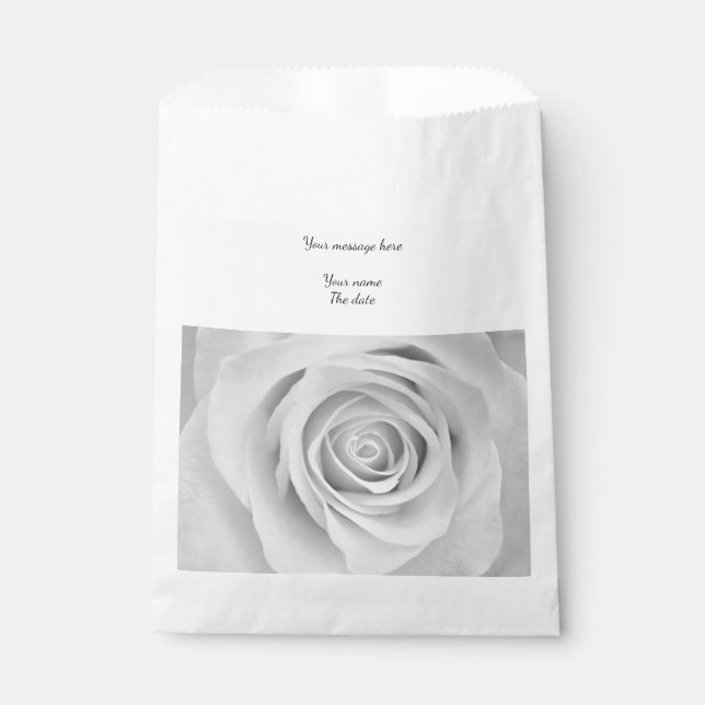 Black and white rose flower Favour bag (Front)