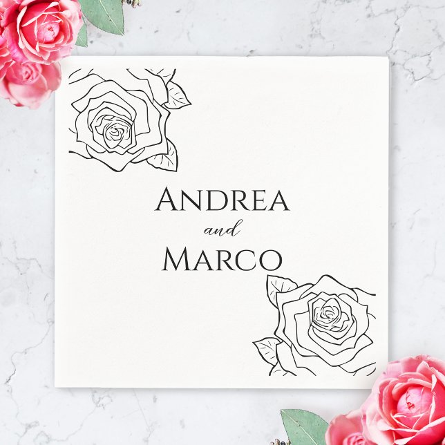 Black And White Rose Gothic Wedding Napkin (gothic napkin)