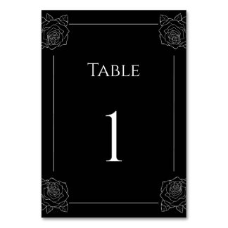 Black And White Rose Gothic Wedding Table Number