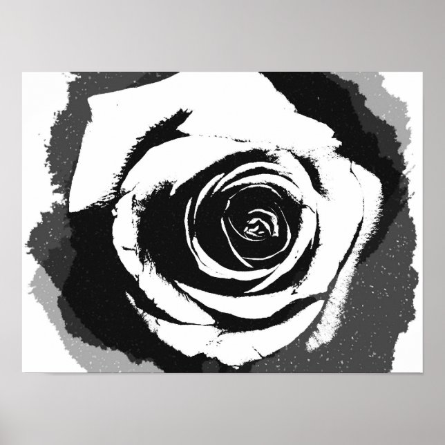 Black and white rose graphic poster (Front)