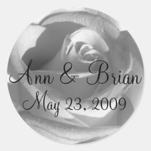 Black and White Rose Names Date Sticker