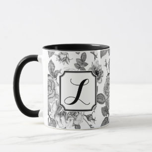 Black and White Rose Pattern Mug
