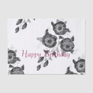Black And White Rose Print Tissue Paper