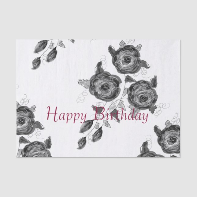 Black And White Rose Print Tissue Paper (Front)