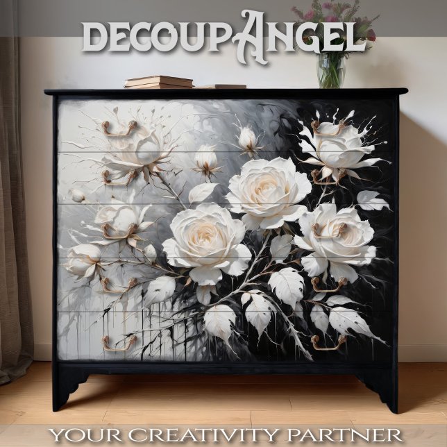 Black and White Rose Serenade - Decoupage - Tissue Paper (Creator Uploaded)