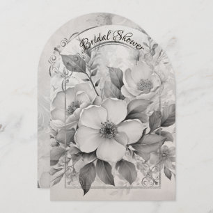 Black and White Roses Arch Frame Bridal Shower Invitation