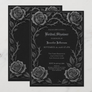 Black and white roses Gothic Bridal Shower Announcement