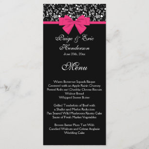 Black and White Roses Pink Bow Menu