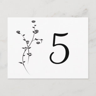 Black and White Roses Table Numbers Postcard