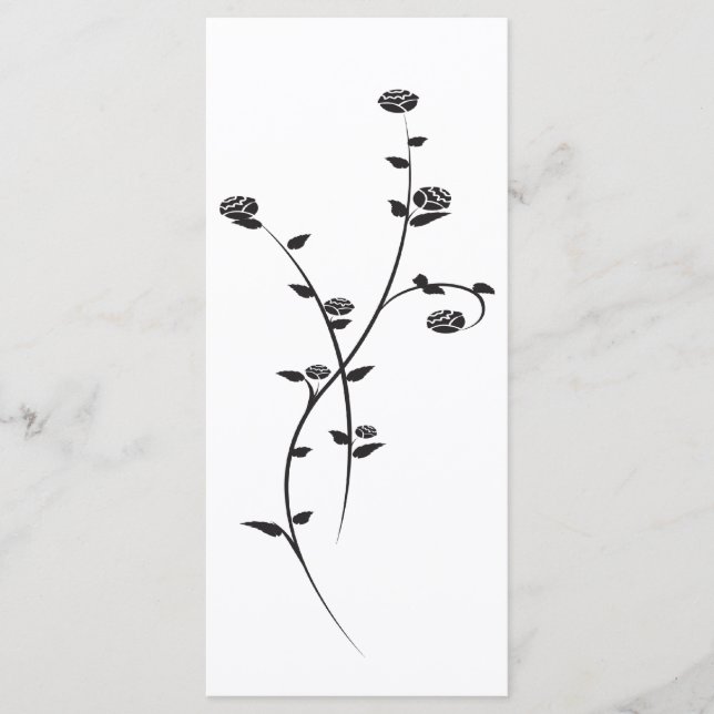 Black and White Roses Wedding Program Programme (Front)