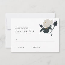 Black and White Roses Wedding RSVP