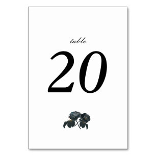 Black and White Roses Wedding Table Number