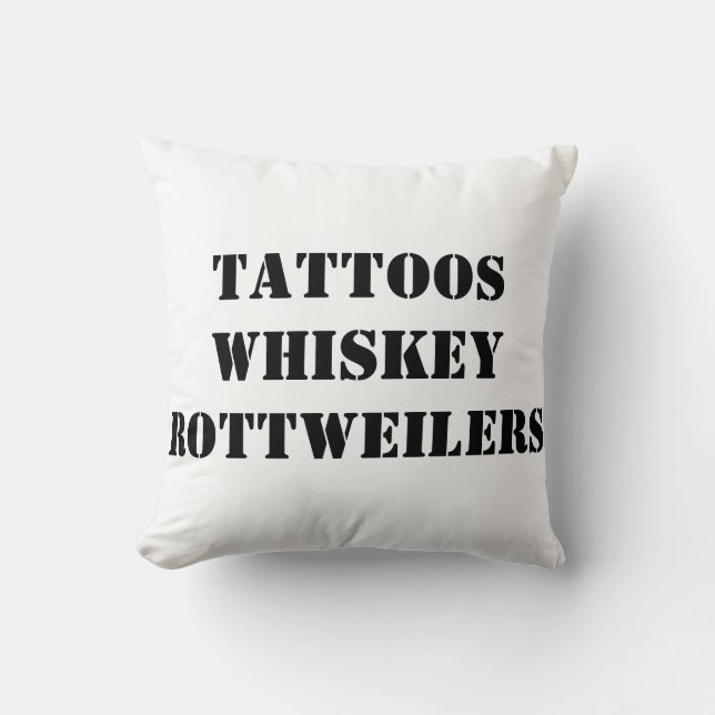 Black and White Rottweiler Throw Pillow (Front)