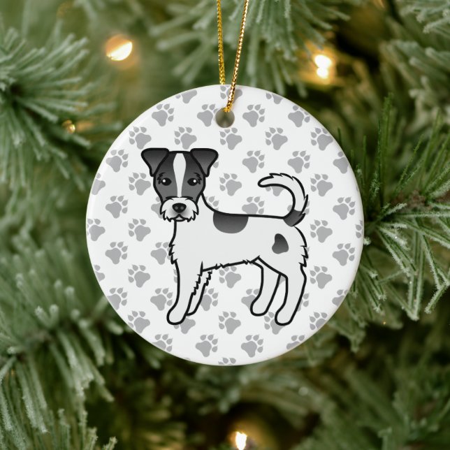 Black And White Rough Coat Parson Russell Terrier Ceramic Tree Decoration (Tree)