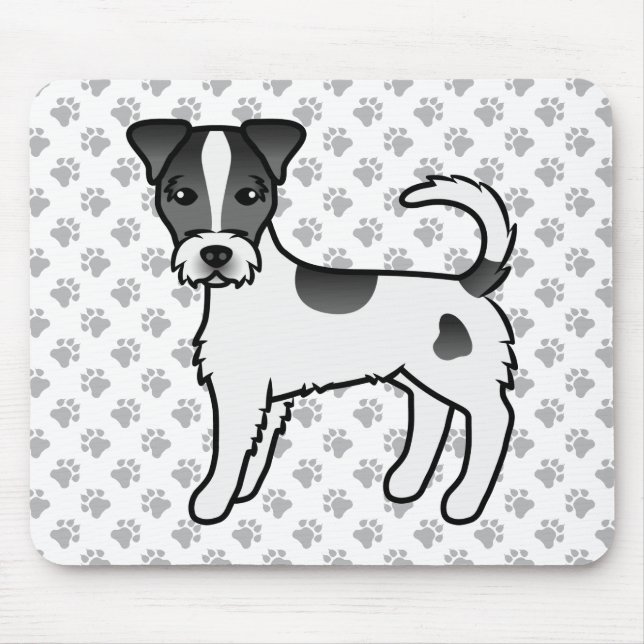 Black And White Rough Coat Parson Russell Terrier Mouse Pad (Front)