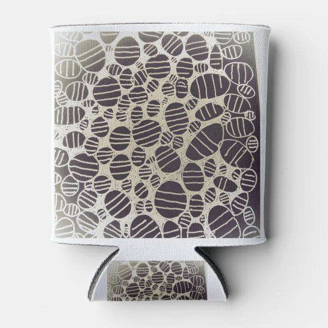Black and white round abstract art design can cooler (Front)