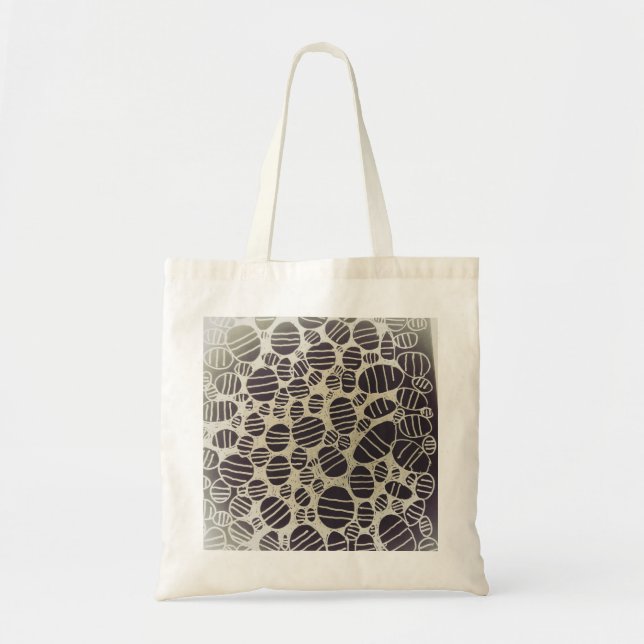 Black and white round abstract art design tote bag (Front)