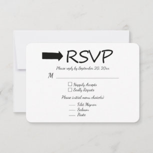 Black And White RSVP Arrow Wedding / Party Card