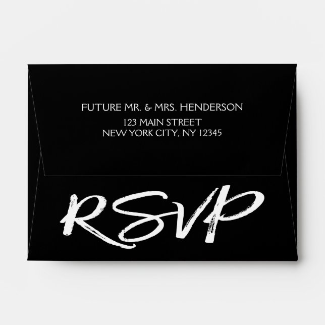 Black and White RSVP Envelopes (Back (Top Flap))