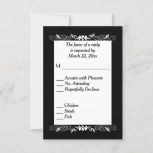 Black and White RSVP with Menu Choice