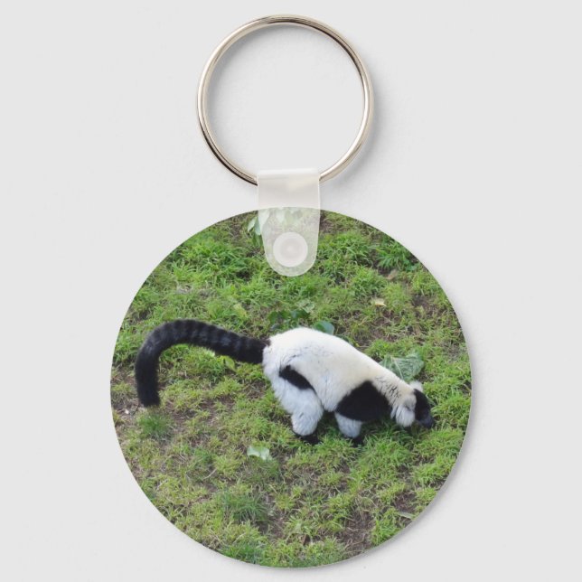 Black-and-white Ruffed Lemur #1 Keychain (Front)