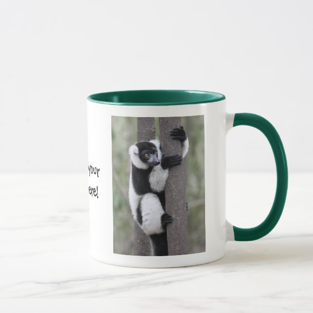 Black and White Ruffed Lemur on Tree Mug (Right)