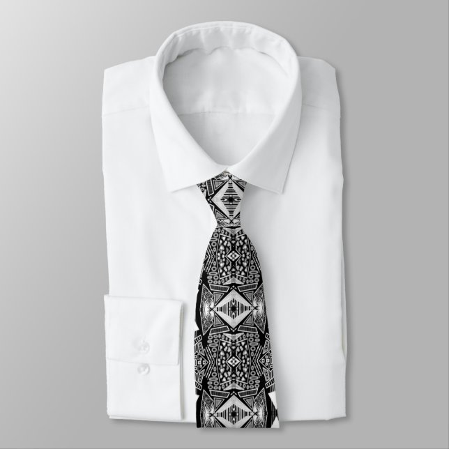 Black And White Runway Fashion Inspired Pattern Tie (Tied)