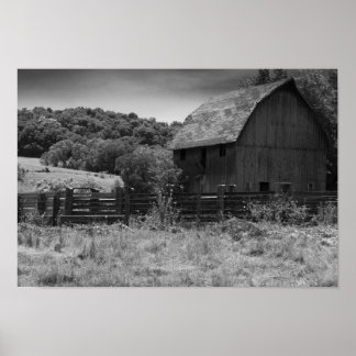 Black and White Rustic Barn Poster