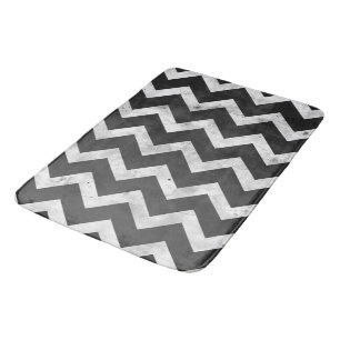 Black and white Rustic Chevron pattern Bath Mat