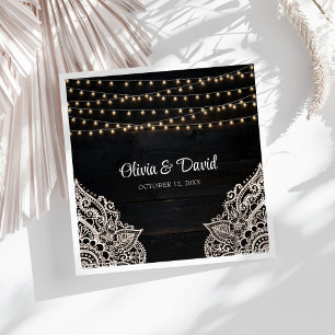 Black and White Rustic Elegance Wedding Napkins