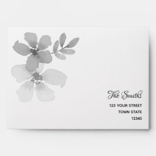 Black and White Rustic Floral Wedding Invitation Envelope