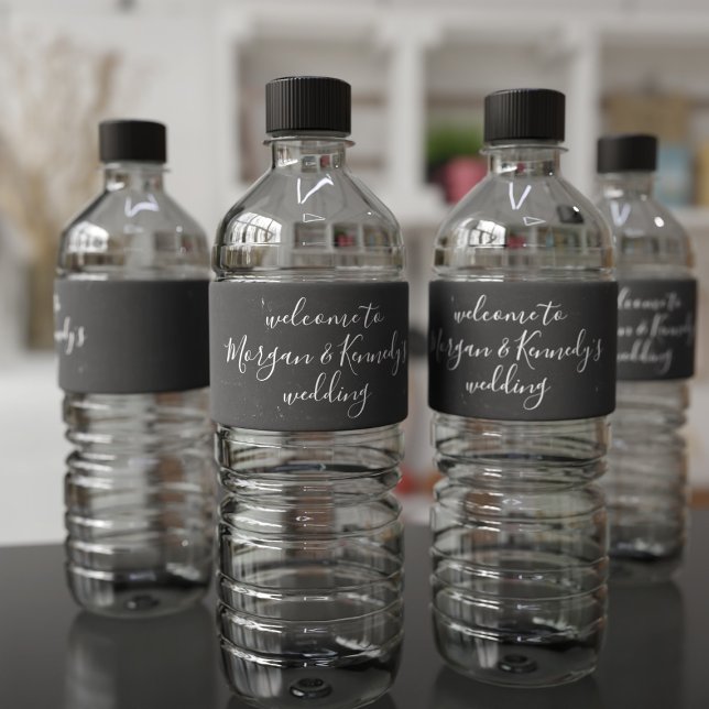 Black and White Rustic Wedding Water Bottle Labels (Creator Uploaded)