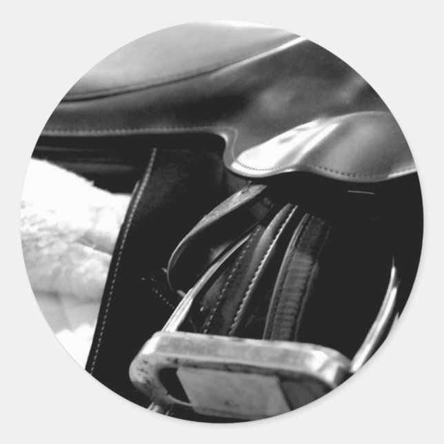 Black and White Saddle Classic Round Sticker (Front)