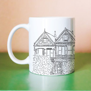Black and White San Francisco Painted Ladies Coffee Mug