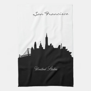 Black and White San Francisco Skyline Tea Towel