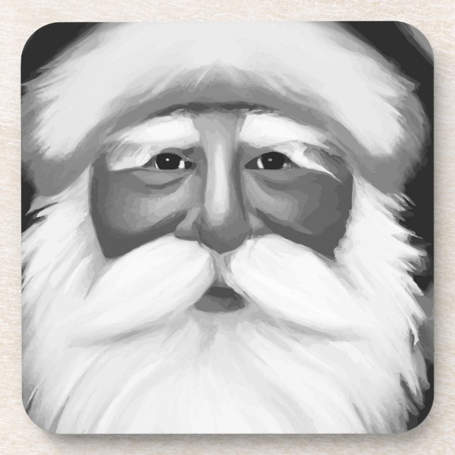 Black and White Santa Claus  Coaster (Front)