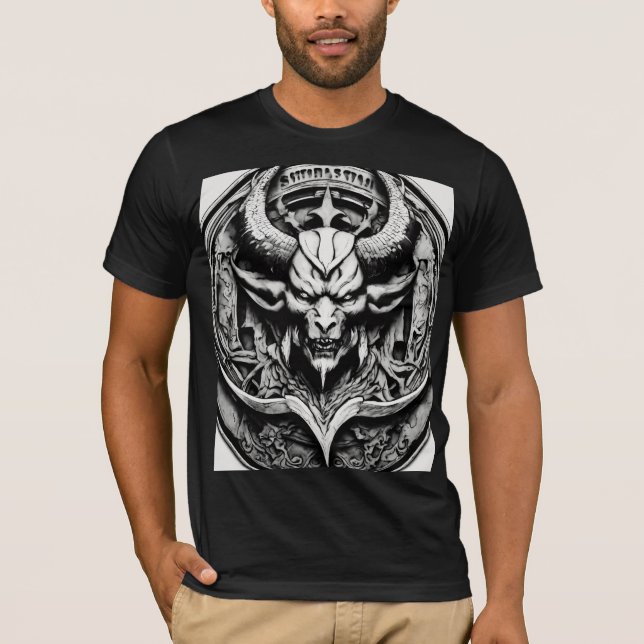  Black and White Satan Logo T-Shirt (Front)