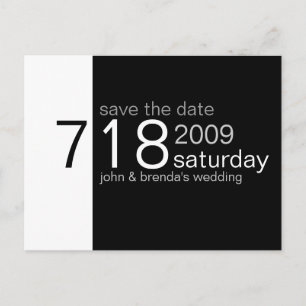 Black and White Save the Date Announcement Postcard