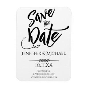 Black and White Save the Date Magnet